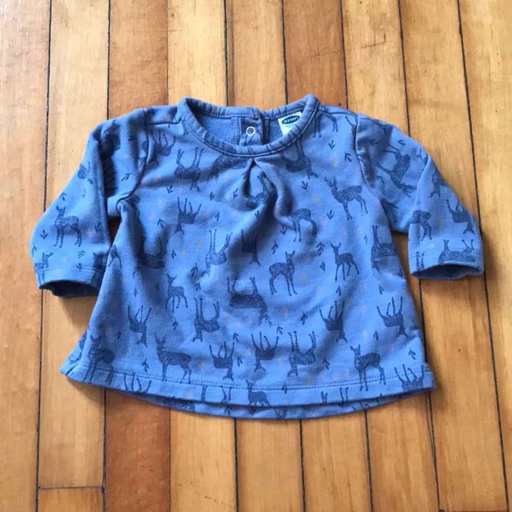 Old Navy Deer Motif Long Sleeve Top Size 0-3Months